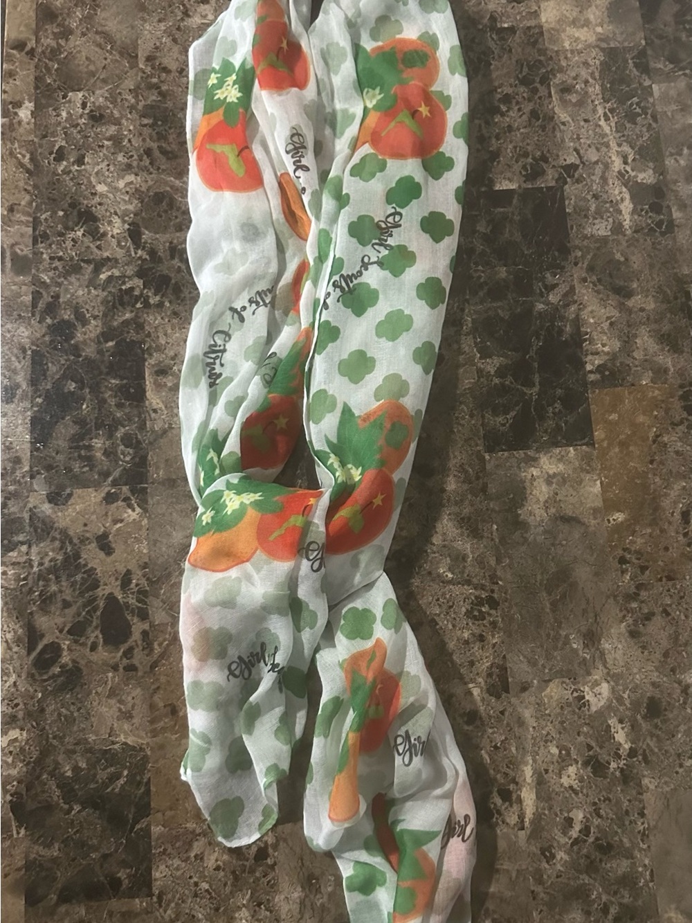 Lightweight Orange & Green Printed Scarf - Unbranded